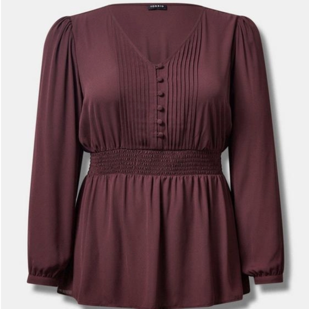 NWT 2X Torrid Pintuck Babydoll Blouse